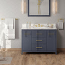 Jeffrey Alexander 48" Blue Steel Katara with Calacatta Vienna Quartz Vanity Top rectangle bowl