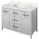 Jeffrey Alexander 48" Grey Katara with Calacatta Vienna Quartz Vanity Top rectangle bowl