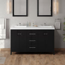 Jeffrey Alexander 60" Black Katara Double bowl with Lavante Cultured Marble Vessel Vanity Top