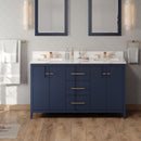 Jeffrey Alexander 60" Hale Blue Katara Double bowl with Calacatta Vienna Quartz Vanity Top