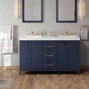 Jeffrey Alexander 60" Hale Blue Katara Double bowl with Lavante Cultured Marble Vessel Vanity Top