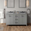 Jeffrey Alexander 60" Grey Katara Double bowl with Steel Grey Cultured Marble Vanity Top