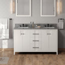 Jeffrey Alexander 60" White Katara Double bowl with Boulder Cultured Marble Vanity Top