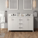 Jeffrey Alexander 60" White Katara Double bowl with Calacatta Vienna Quartz Vanity Top