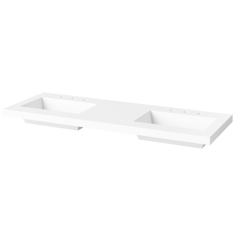 Jeffrey Alexander 60" White Katara Double bowl with Lavante Cultured Marble Vessel Vanity Top