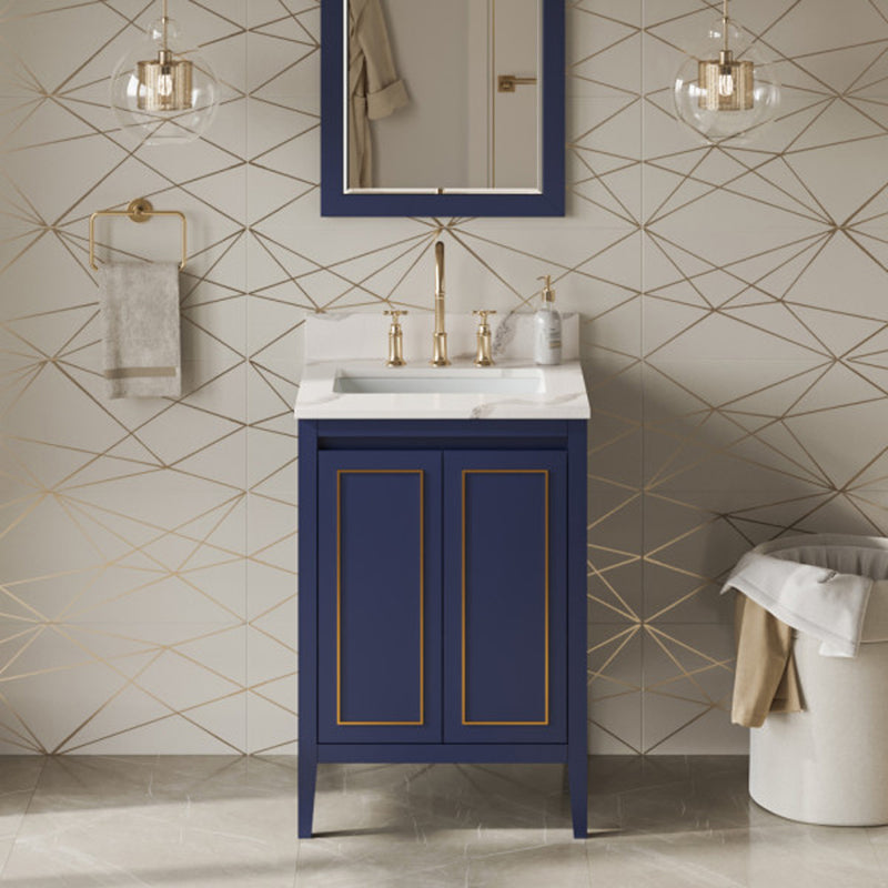 Jeffrey Alexander 24" Hale Blue Percival with Calacatta Vienna Quartz Vanity Top