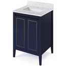 Jeffrey Alexander 24" Hale Blue Percival with White Carrara Marble Vanity Top Rectangle Bowl