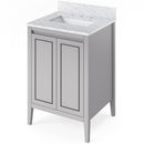 Jeffrey Alexander 24" Grey Percival with White Carrara Marble Vanity Top Rectangle Bowl