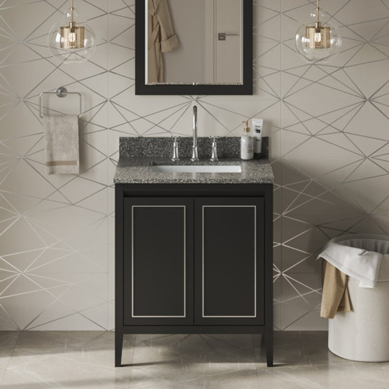 Jeffrey Alexander 30" Black Percival with Boulder Cultured Marble Vanity Top