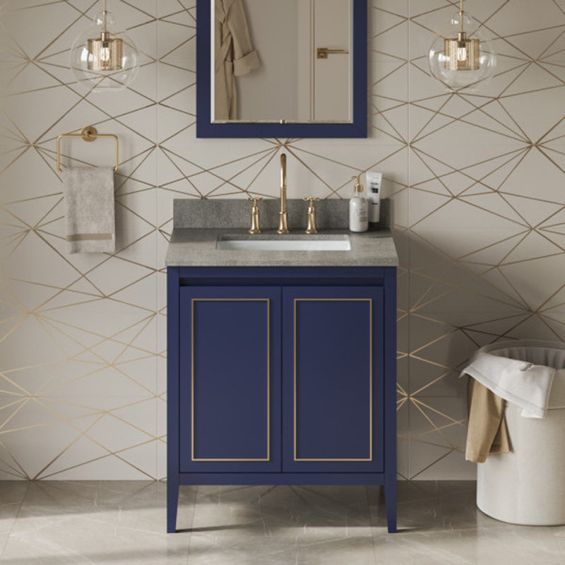 Jeffrey Alexander 30" Hale Blue Percival with Steel Grey Cultured Marble Vanity Top