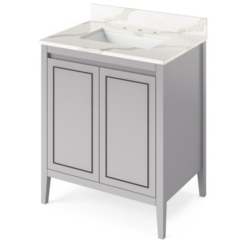 Jeffrey Alexander 30" Grey Percival with Calacatta Vienna Quartz Vanity Top