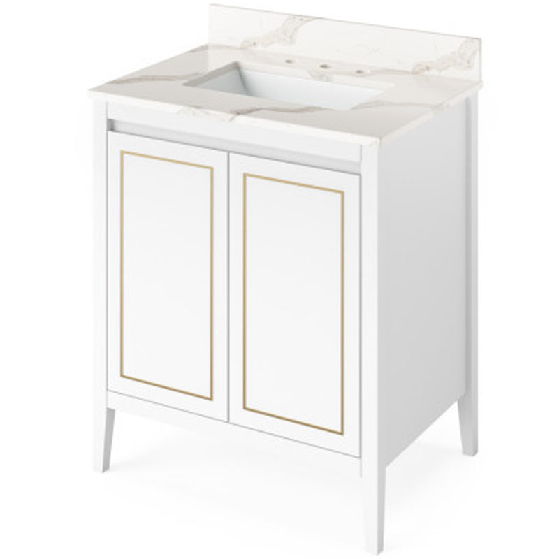 Jeffrey Alexander 30" White Percival with Calacatta Vienna Quartz Vanity Top