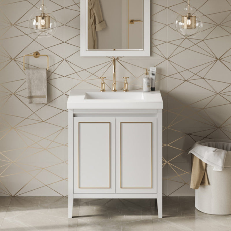 Jeffrey Alexander 30" White Percival with Lavante Cultured Marble Vessel Vanity Top