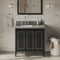 Jeffrey Alexander 36" Black Percival left offset with Steel Grey Cultured Marble Vanity Top