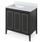 Jeffrey Alexander 36" Black Percival left offset with White Carrara Marble Vanity Top