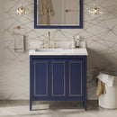 Jeffrey Alexander 36" Hale Blue Percival left offset with Calacatta Vienna Quartz Vanity Top