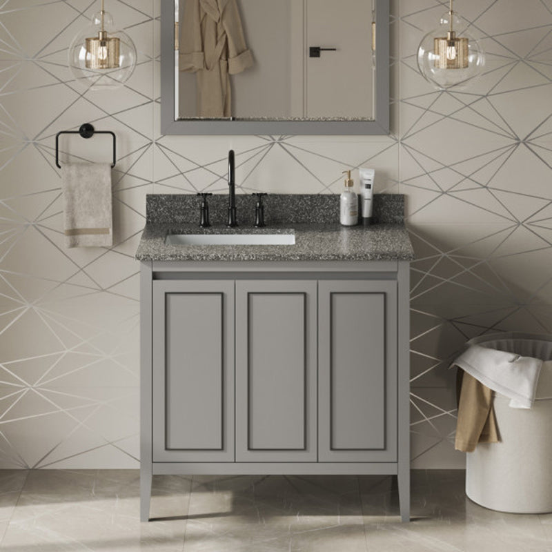 Jeffrey Alexander 36" Grey Percival left offset with Boulder Cultured Marble Vanity Top