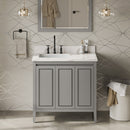 Jeffrey Alexander 36" Grey Percival left offset with Calacatta Vienna Quartz Vanity Top