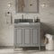 Jeffrey Alexander 36" Grey Percival left offset with Steel Grey Cultured Marble Vanity Top