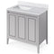 Jeffrey Alexander 36" Grey Percival left offset with White Carrara Marble Vanity Top