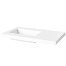 Jeffrey Alexander 36" White Percival left offset with Lavante Cultured Marble Vessel Vanity Top