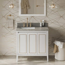 Jeffrey Alexander 36" White Percival left offset with Steel Grey Cultured Marble Vanity Top