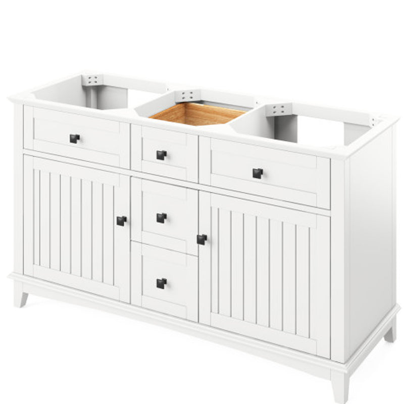 Jeffrey Alexander 60" White Savino Vanity Double Bowl Steel Gray Cultured Marble Vanity Top Two Undermount Rectangle Bowls VKITSAV60WHSGR