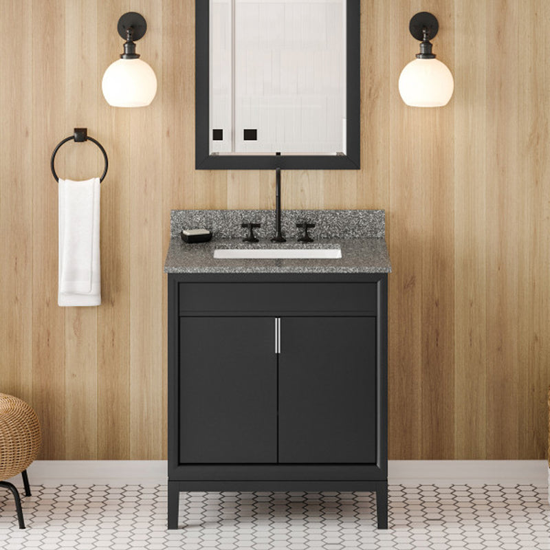 Jeffrey Alexander 30" Black Theodora with Boulder Cultured Marble Vanity Top