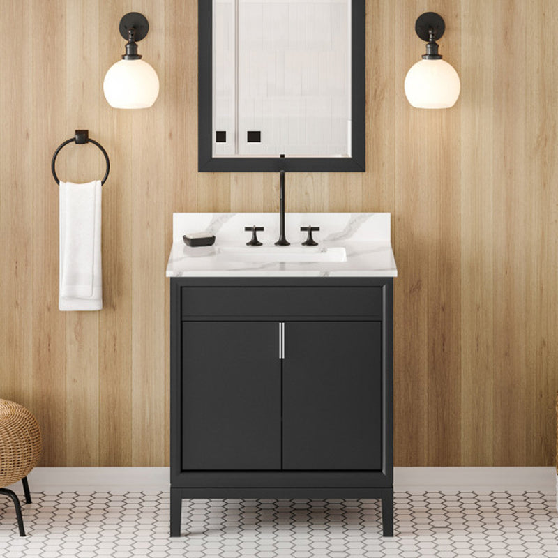 Jeffrey Alexander 30" Black Theodora with Calacatta Vienna Quartz Vanity Top