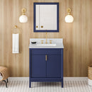 Jeffrey Alexander 30" Hale Blue Theodora with White Carrara Marble Vanity Top