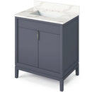 Jeffrey Alexander 30" Blue Steel Theodora with Calacatta Vienna Quartz Vanity Top Rectangle Bowl