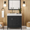 Jeffrey Alexander 36" Black Theodora left offset with Lavante Cultured Marble Vessel Vanity Top