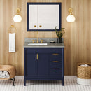 Jeffrey Alexander 36" Hale Blue Theodora left offset with Steel Grey Cultured Marble Vanity Top