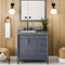 Jeffrey Alexander 36" Blue Steel Theodora left offset with Steel Grey Cultured Marble Vanity Top Rectangle Bowl