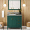 Jeffrey Alexander 36" Forest Green Theodora left offset with Steel Grey Cultured Marble Vanity Top