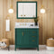 Jeffrey Alexander 36" Forest Green Theodora left offset with White Carrara Marble Vanity Top