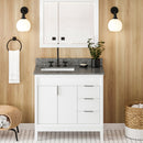 Jeffrey Alexander 36" White Theodora left offset with Boulder Vanity Cultured Marble Vanity Top