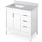 Jeffrey Alexander 36" White Theodora left offset with White Carrara Marble Vanity Top Rectangle Bowl