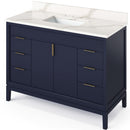 Jeffrey Alexander 48" Hale Blue Theodora with Calacatta Vienna Quartz Vanity Top Rectangle Bowl