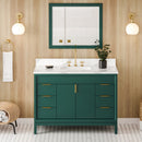 Jeffrey Alexander 48" Forest Green Theodora with Calacatta Vienna Quartz Vanity Top Rectangle Bowl