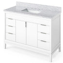 Jeffrey Alexander 48" White Theodora with White Carrara Marble Vanity Top Rectangle Bowl