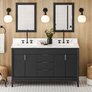 Jeffrey Alexander 60" Black Theodora Double bowl with Calacatta Vienna Quartz Vanity Top