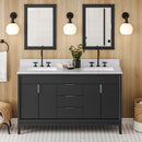 Jeffrey Alexander 60" Black Theodora Double bowl with White Carrara Marble Vanity Top