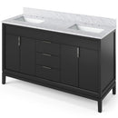 Jeffrey Alexander 60" Black Theodora Double bowl with White Carrara Marble Vanity Top