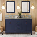 Jeffrey Alexander 60" Hale Blue Theodora Double bowl with Steel Grey Cultured Marble Vanity Top