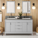 Jeffrey Alexander 60" Grey Theodora Double bowl with Boulder Cultured Marble Vanity Top