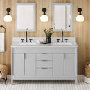 Jeffrey Alexander 60" Grey Theodora Double bowl with White Carrara Marble Vanity Top