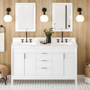 Jeffrey Alexander 60" White Theodora Vanity Double bowl with Calacatta Vienna Quartz Vanity Top