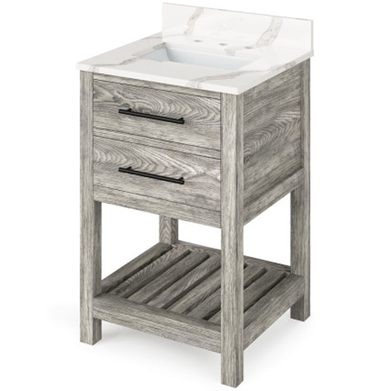 Jeffrey Alexander 24" Weathered Grey Wavecrest with Calacatta Vienna Quartz Vanity Top