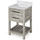 Jeffrey Alexander 24" Weathered Grey Wavecrest with White Carrara Marble Vanity Top